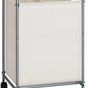 STORAGE MANIAC Rolling Laundry Hamper, 100L Laundry Basket with Lockable Wheels, Double Clothes Sorter Cart, 2 Bag Clothes Separator Hamper for Closet, Bathroom, Laundrys Room, 2 Section Beige