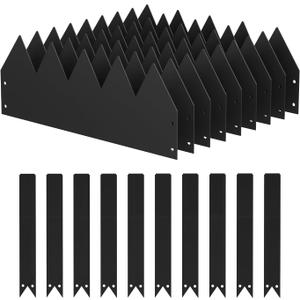 Landscape Edging Heavy Duty Iron for Long-Lasting, 9-Pack Pre-Rusted, 15.7" L x 6" H Each (11.8 ft Total), No-Dig Hammer, Edging Border w/ 10 Clips, Edge for Lawn Yard