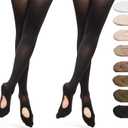 DANCEYOU Dance Tights 2 Pairs Convertible Girls' Ballet Tights Opaque Leggings (Black, XXL)