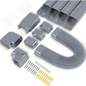 4" W 16.5Ft Decorative PVC Line Set Cover Kit for Mini Split Lineset Cover Kit for Air Conditioner & Heat Pump (Grey)