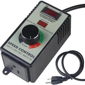 Versatile AC Motor Speed Controller - 100V-120V, 15A Max - Electric Fan Speed Regulator with Overload Protection, Electronic Voltage Regulation, and Voltage LED Display