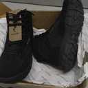 FREE SOLDIER Men's Durable Work Boots 6 Inches Lightweight Waterproof Hiking Boots Suede Leather Tactical Boots (7, Black)