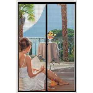 WochiTV Gray Magnetic Screen Door Fits Door Size 28" x 78", Screen Size 30" x 80", Mesh Net Curtain with Magnet Keep Fresh Air in (Middle-open Gray)