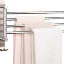 Swivel Towel Rack, Thicken SUS304 Stainless Steel 4-Arm Towel Bar, Space Saving Wall Mounted Towel Holder with Hook, Rustproof Swing out Towel Hanger for Bathroom, Kitchen (Brushed Nickel)