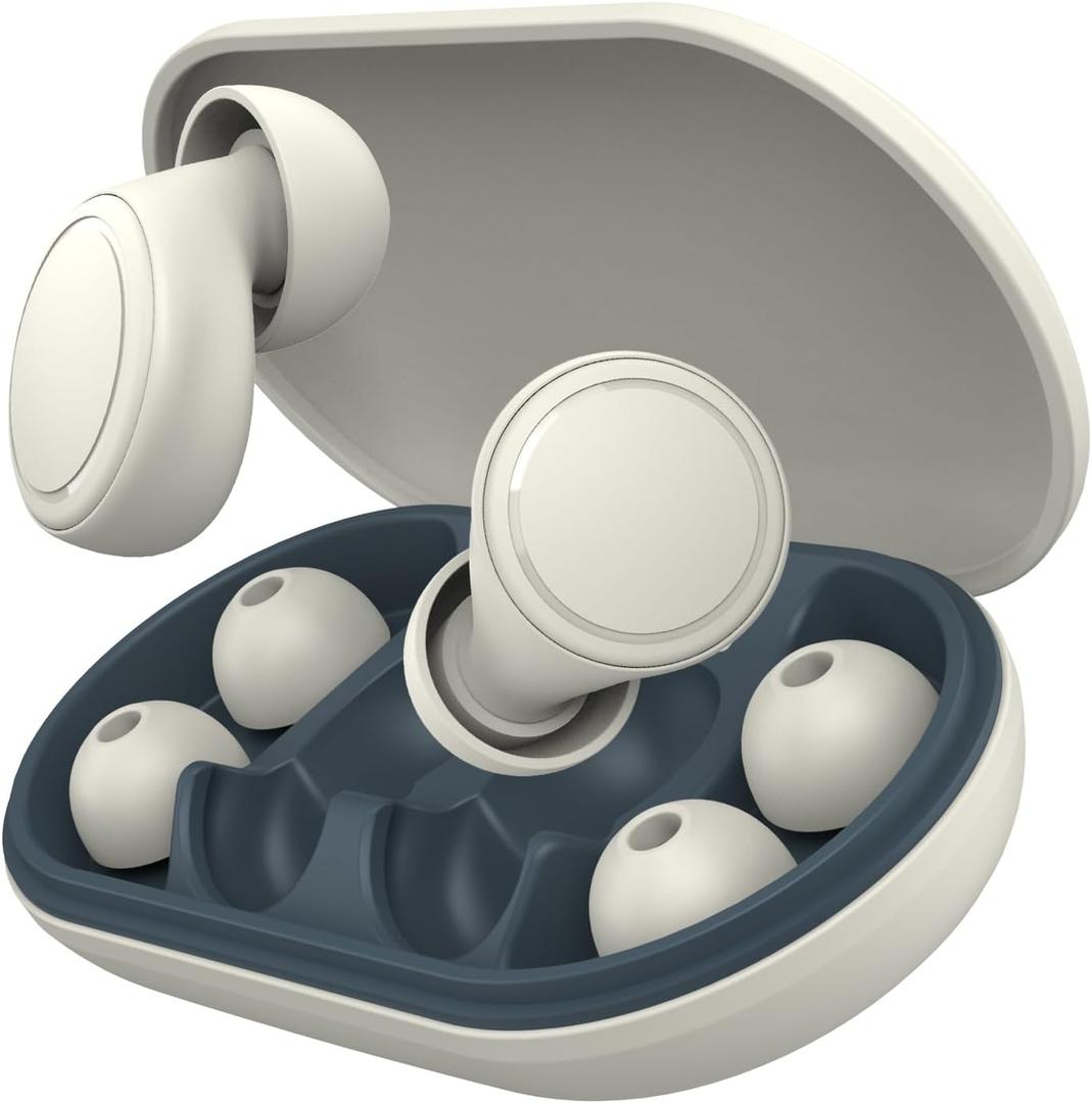 Soft Ear Plugs for Sleeping Noise Blocking 45dB, Reusable Silicone Earplugs with 8 Sizes Tips, Noise Cancelling Earplugs with Case for Concerts, Travel & Focus - Comfortable Hearing Protection (Classic White)