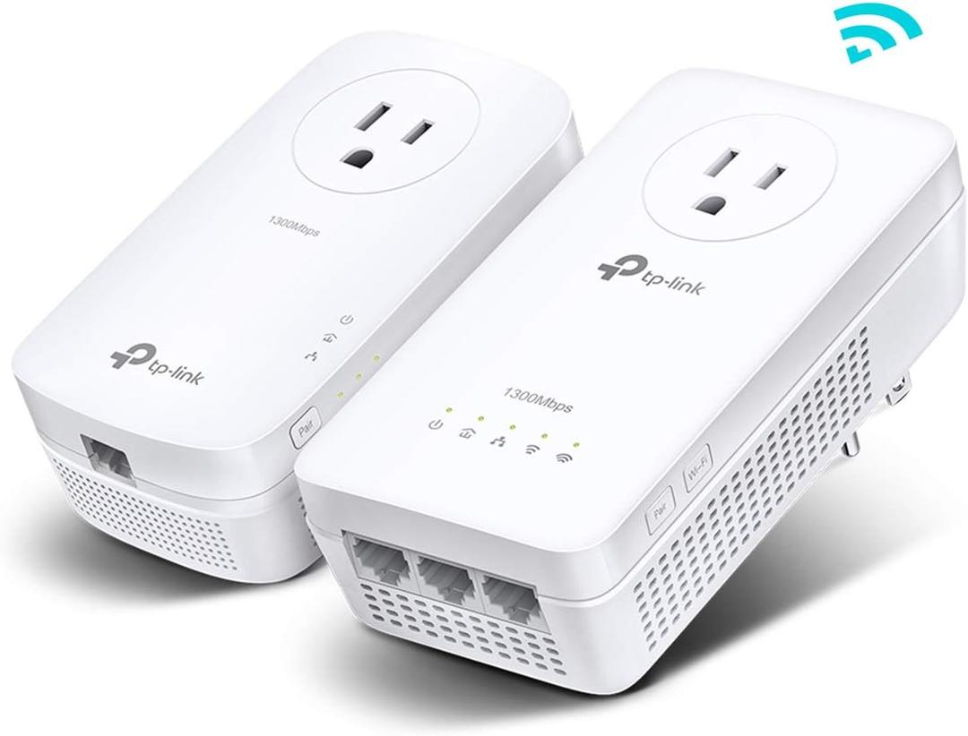 TP-Link Powerline WiFi Extender TL-WPA8631P KIT- Includes AV1300 Powerline Network Adapter and AC1200 Dual Band Extender, 2x2 MIMO, 3 Gigabit Ports, Passthrough, Plug & Play
