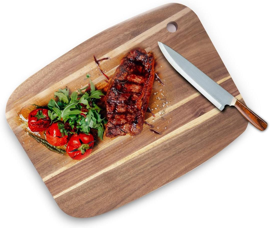 Acacia Wood Cutting Boards for Kitchen, Thick Wooden Chopping Board Serving Boards with Hang Hole for Meat, Cheese, Vegetables, Bread, and Charcuterie(Large)