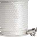 Young Marine Premium Solid Braid MFP Anchor Line Braided Anchor Rope/Line 3/8 Inch 100FT with Stainless Steel Thimble & Shackle (3/8" x 100', White)