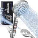 Pavezo High Pressure Handheld Shower Head with Filter, ON/OFF Switch Pause Button, 10-mode Shower Head with Hard Water Softener Filters, SS Hose, Anti-clog & Powerful Clean Tile & Pet, Premium Chrome