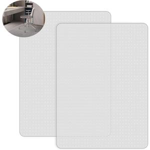 2 Pack Office Chair Mat for Carpets, 48'' x 60'' Clear Floor Mat for Carpeted Floors, Thick and Sturdy Carpet Protector with Grips, Easy Glide and Flat Without Curling