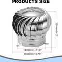 PATIKIL 11.8 Inch Exhaust Cap Roof Flue Vent Stainless Steel Roof Vent Wind Turbine Cap Cover Round Rotation Flue Vent for Outside Chimney Cover Flue Caps