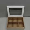 Vintage Burlywood Wooden Tea Organizer Box with White Glass Lid, 6 Compartments Tea Bag Organizer, 9 Inches Storage Organizer, Tea Storage Chest, Kitchen Storage Chest Box (Large)