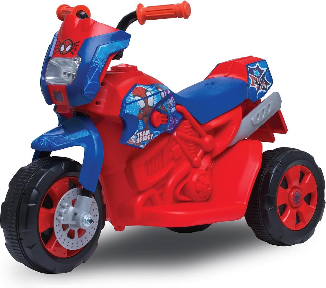 Kid Trax 6V Marvel Spiderman Disney Junior Toddler Bike - Ride On Toys, Kids Bike, Outdoor Toys, Tricycle, Bikes, Marvel Toys, Trike, Max Speed 1.5mph, 18-36 Months, Max Weight of 44Lbs, Red & Blue, Small