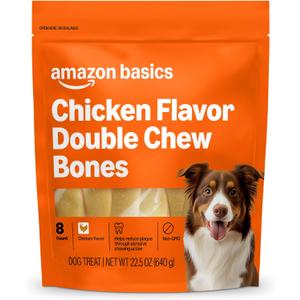 Amazon Basics Double Chew Bone Dog Treats, Chicken - 8 Count, 1 Pack