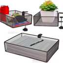Clip-on desk organizer (3 pack), stationery organizers, can be clipped around the table to store small items (Bronze Gold)