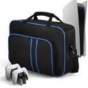 Carrying Case for PS5, Portable Carry Case Bag for Playstation 5, Protective Travel Storage Bag with Thick Padding Compatible for PS5 Digital Edition, Controller, Game Discs, Charger & Accessories, Black