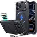 ESR for iPhone 17 Pro Max Case with Stash Stand, 7X Military-Grade Drop Protection with Camera Control, Shock-Absorbing Phone Rugged Cover, Compatible with MagSafe Accessories, Cyber Series, Black