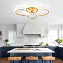Modern LED Ceiling Light, 4 Rings LED Dimmable Flush Mount Ceiling Light with Remote Control, Gold Close to Ceiling Lamp for Kitchen Living Room Bedroom Laundry Room Ceiling Lighting Fixture