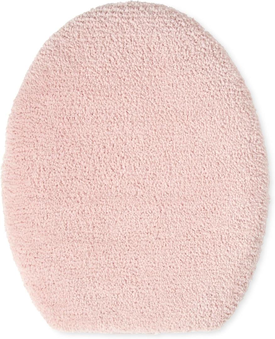 TOWN & COUNTRY EVERYDAY Ultra Plush Solid Tufted Toilet Lid Cover, Soft and Absorbent, Non-Slip Cover, Machine Washable, Blush, 18"x19"