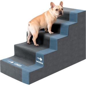 Dog Steps for High Bed, 23" H Dog Stairs for Small Dogs, 5-Tier Pet Stairs with Washable Cover, Non-Slip Pet Steps for Dogs to Get On Bed