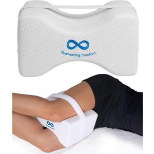 Everlasting Comfort Memory Foam Knee Pillow for Side Sleepers Sciatica Pain Relief Pillow, Removable Strap Support Leg Pillows for Sleeping Alignment, Knees, Back & Hip Cushion, Standard