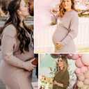 Seiciviy Winter Fall Maternity Sweater Dress 2026 Photoshoot Bridal Shower Side Slit Bodycon Maxi Dresses Pregnancy Clothes (Green, S)