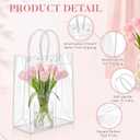 LEIFIDE 50pcs Clear Plastic Gift Bags with Handles PVC Reusable Transparent Totes Bags for Goodie Candy School Birthday Party(7.9 x 11.8 x 3.9 Inch)