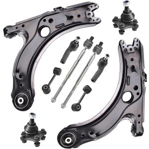ASTARPRO 10pcs Front Lower Control Arm with Bushing Assembly and Lower Ball Joints Sway Bar Tie Rod End Inner and Outer Compatible with 2001-2010 Volkswagen Beetle Golf Jetta