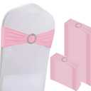 JFDYDM 50 Pack Hot Pink Chair Sashes, Spandex Chair Bands Bows for Wedding Party Birthday Baby Shower Decor, Hot Pink Sashes for Chairs Banquet Events Decoration
