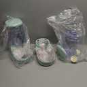 Automatic Cat Feeder and Water Dispenser with Stainless Steel Bowl Gravity Food Feeder and Waterer Set for Small Medium Dog Puppy Kitten 1 Gallon x 2 (Green)