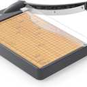 Firbon 12-Inch Wood Base Guillotine Paper Cutter, Heavy Duty 12-Sheet Capacity Precision Paper Trimmer for Cardstock, Photos, A4 Paper, Office & Classroom