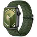 Hamile Sport Band Compatible with Apple Watch Bands 44mm 45mm 42mm 49mm 41mm 40mm 38mm Women Men, Elastic Braided Solo Loop Soft Nylon Straps for iWatch SE Series 9 8 7 6 5 4 3 Ultra 2, Army Green