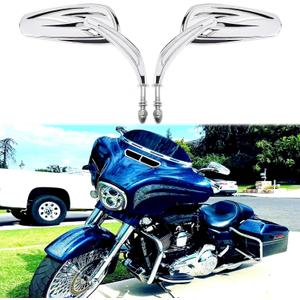 Chrome Motorcycle Side Mirror for Road King Street Electra Glide Road Glide Dyna Softail Rearview 1982-2018 2019 2020 (Chrome#1)