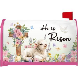 Easter Mailbox Covers Magnetic - He is Risen Mailbox Covers Magnetic Standard Size, Christian Bible Verse Easter Mail Box Post, Spring Holiday Post Wrap Letter Box Decorations, 20x18 Inches