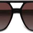 SOJOS Retro Trendy Aviator Polarized Sunglasses Men Women Vintage 70s Square Stylish Frame Sun Glasses SJ2283 (Black/Dark Brown Grading)