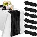 6 Pieces Black 10FT Cheesecloth Table Runner Boho Gauze Fabric Table Runner Rustic Sheer Runner for Wedding Birthday Baby Shower Party Boho Table DecorationBlack (35" x 120"-6 Pack)