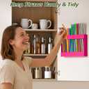 9.5" Large Acrylic Straw Holder for Cabinet Door, Reusable Straw Organizer Storge Container with Ventilation Holes for Cabinet & Countertops Super Strong Adhesive  Easy to Install (Pink)