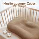 Muslin Baby Lounger Cover 1 Pack, Cotton Soft Breathable Infant Nest Slipcover, Envelope Closure, Compatible with Snuggle Me Loungers, Machine Washable, Cover Only, for Boys Girls(Brown)