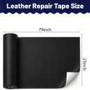BOUYEER Leather Repair Patch Tape Kit,Self Adhesive Leather Repair for Sofa，Car Seat,Office Chair,Furniture,Jacket,Waterproof Strong Adhesive Vinyl Repair Kit. 23 in x 79 in,Fine Grained Black