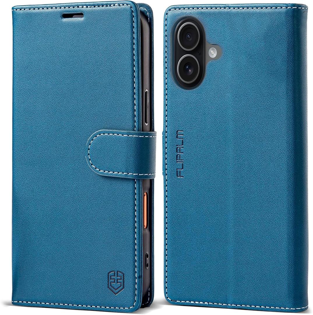 Wallet Case for iPhone 17 with Credit Card Holder,PU Leather Folio Flip Kickstand Protective Shockproof Cover for Apple 17 Phone Case (Blue, for iPhone 17-6.3'')