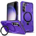 Lokyoo for Samsung Galaxy S23 Case, [Compatible with Magsafe] [Invisible Built in Stand & Ring Holder] MIL-Grade, Dual Layer Shockproof Full Protective Case for Galaxy S23-Purple