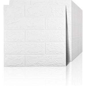 20 PCS White 3D Wall Panels, 29 sq.feet Coverage, Printable Wallpaper Sticker with Self-Adhesive Waterproof Brick PE Foam Wall Panels Peel and Stick for Interior Wall Decor, Home Decoration