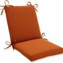 Pillow Perfect Monti Chino Solid Indoor/Outdoor One Piece Chair Cushion Deep Seat, Weather and Fade Resistant, Square Corner - 36.5" x 18", Orange
