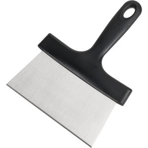 Grill Scraper 6.4 Inch Stainless Steel Griddle Scraper with Plastic Handle Versatile Food Scraper Tool for Flat Top Teppanyaki BBQ Blackstone Griddle Accessories