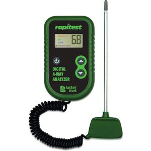 Luster Leaf Rapitest 4-Way Digital Soil Analyzer for pH, Moisture, Temperature, and Light  Designed and Engineered in the USA
