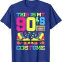 90s Costume 1990s Theme Party Nineties Styles Fashion Outfit T-Shirt (Small, Blue)