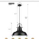 zeyu Black Pendant Lighting, 2 Pack Hanging Kitchen Lights, 1-Light Pendant Light with Metal Dome Shade, Matte Black Finish, 016-1M-2PK BK, Large
