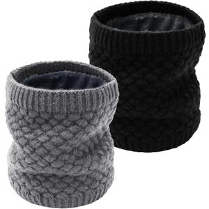 Winter Neck Warmer Fleece Lined Knitted Neck Warmer Soft Mask Face Warmer Neck for Women Men Teens Windproof Gift (Black)