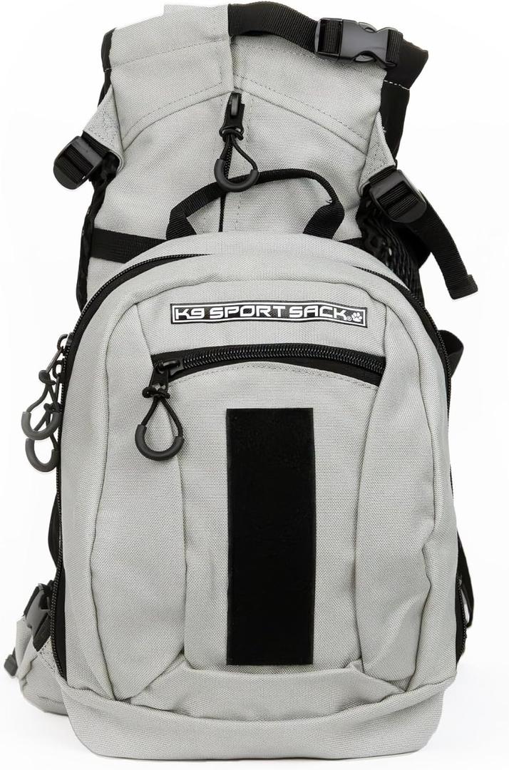 K9 Sport Sack Plus 2 - Medium, Light Grey - Ideal for Dogs 17-19 Long - Adjustable, Backpack-Style Carrier with Multi-Functional Storage Pack, Thick Shoulder Straps & Padded Back Panel