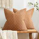 MIULEE Pack of 2 Decorative Burlap Linen Throw Pillow Covers Farmhouse Pillowcases Modern Rustic Woven Textured Cushion Cover for Sofa Couch Bed 18x18 Inch Brick